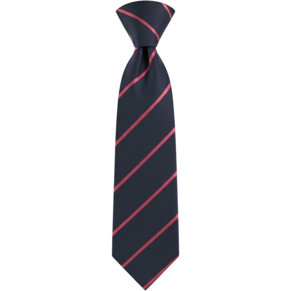 Ports International Mens Silk Tie Navy Blue Pink Diagonal Stripe Made in England